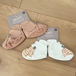 NWT Goumi Kids Baby Boots Set Sandstone Picnic SZ 6-12 mo Bamboo Booties Tan